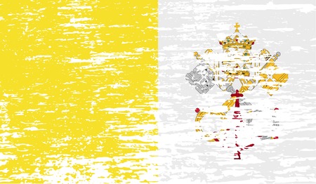 Flag of Vatican with old texture. Vector illustrationのイラスト素材
