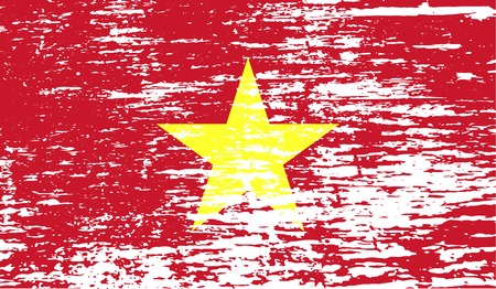 Flag of Vietnam with old texture. Vector illustrationのイラスト素材