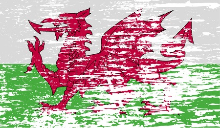 Flag of Wales with old texture. Vector illustrationのイラスト素材