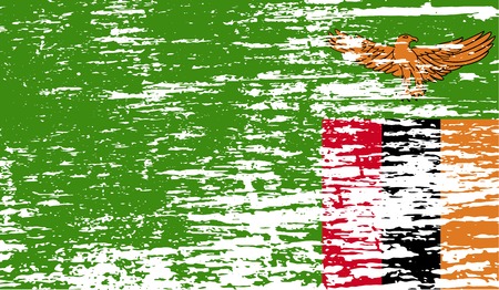 Flag of Zambia with old texture. Vector illustrationのイラスト素材