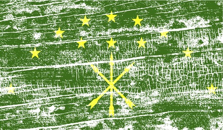 Flag of Adygea with old texture. Vector illustrationのイラスト素材