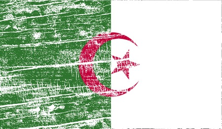 Flag of Algeria with old texture. Vector illustrationのイラスト素材