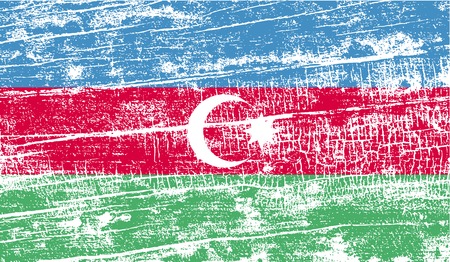 Flag of Azerbaijan with old texture. Vector illustrationのイラスト素材