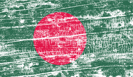 Flag of Bangladesh with old texture. Vector illustrationのイラスト素材