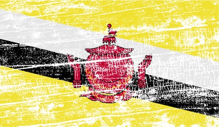 Flag of Brunei with old texture. Vector illustrationのイラスト素材