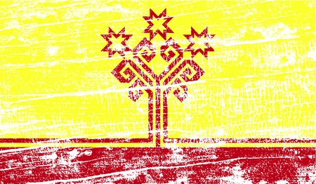 Flag of Chuvashia with old texture. Vector illustrationのイラスト素材