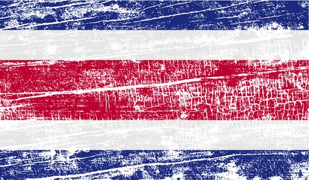 Flag of Costa Rica with old texture. Vector illustrationのイラスト素材