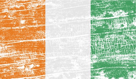 Flag of Cote divoire with old texture. Vector illustrationのイラスト素材