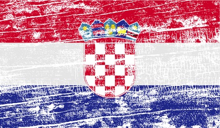 Flag of Croatia with old texture. Vector illustrationのイラスト素材