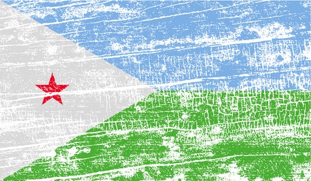Flag of Djibouti with old texture. Vector illustrationのイラスト素材