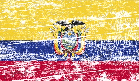 Flag of Ecuador with old texture. Vector illustrationのイラスト素材