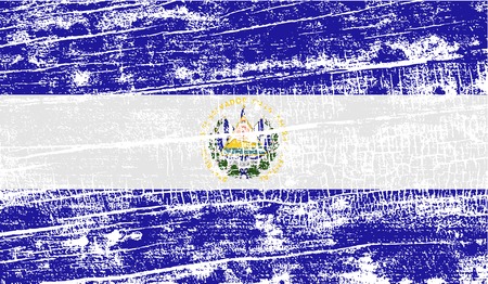 Flag of El Salvador with old texture. Vector illustrationのイラスト素材