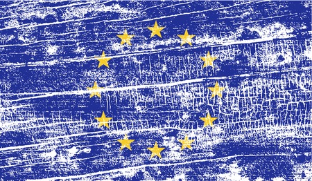 Flag of European Union with old texture. Vector illustrationのイラスト素材