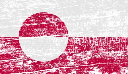 Flag of Greenland with old texture. Vector illustrationのイラスト素材