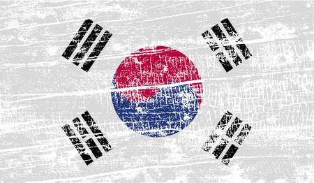 Flag of South Korea with old texture. Vector illustrationのイラスト素材