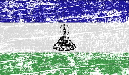 Flag of Lesotho with old texture. Vector illustrationのイラスト素材