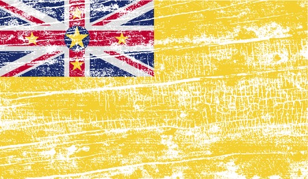 Flag of Niue with old texture. Vector illustrationのイラスト素材
