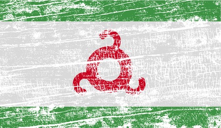 Flag of Ingushetia with old texture. Vector illustrationのイラスト素材