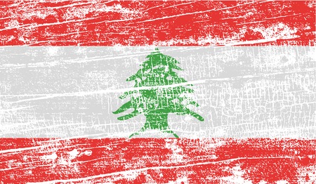 Flag of Lebanon with old texture. Vector illustrationのイラスト素材