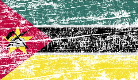 Flag of Mozambique with old texture. Vector illustrationのイラスト素材