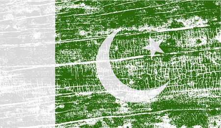 Flag of Pakistan with old texture. Vector illustrationのイラスト素材