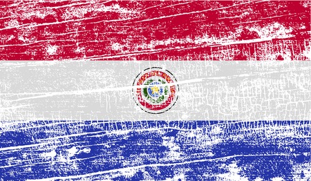 Flag of Paraguay with old texture. Vector illustrationのイラスト素材
