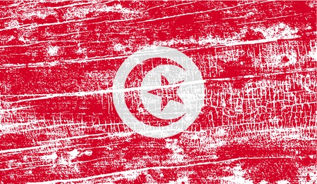 Flag of Tunisia with old texture. Vector illustrationのイラスト素材