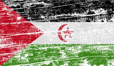 Flag of Western Sahara with old texture. Vector illustrationのイラスト素材