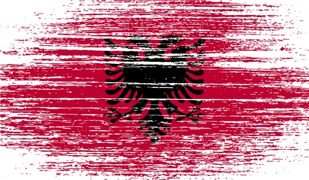 Flag of Albania with old texture. Vector illustrationのイラスト素材