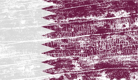 Flag of Qatar with old texture. Vector illustrationのイラスト素材