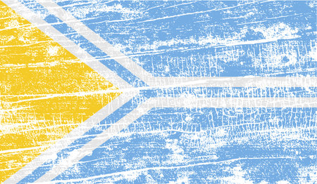 Flag of Tuva Republic, Russia with old texture. Vector illustrationのイラスト素材