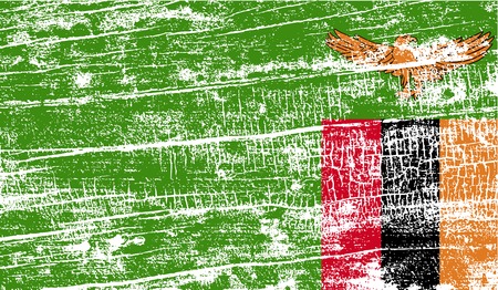 Flag of Zambia with old texture. Vector illustrationのイラスト素材