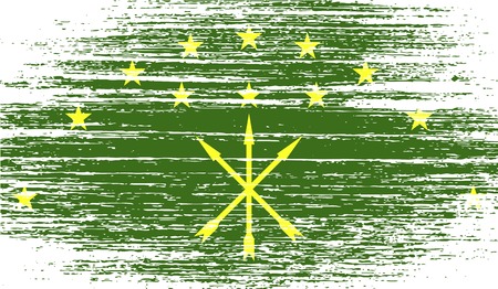 Flag of Adygea with old texture. Vector illustrationのイラスト素材