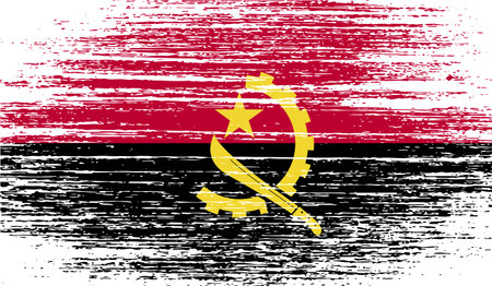 Flag of Angola with old texture. Vector illustrationのイラスト素材
