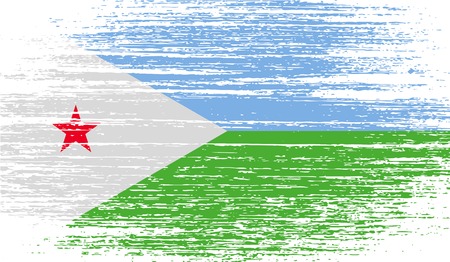 Flag of Djibouti with old texture. Vector illustrationのイラスト素材