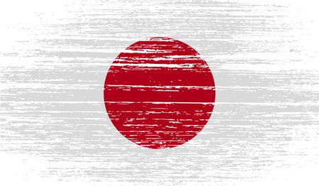 Flag of Japan with old texture. Vector illustrationのイラスト素材