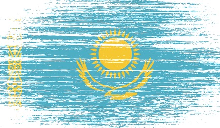 Flag of Kazakhstan with old texture. Vector illustrationのイラスト素材