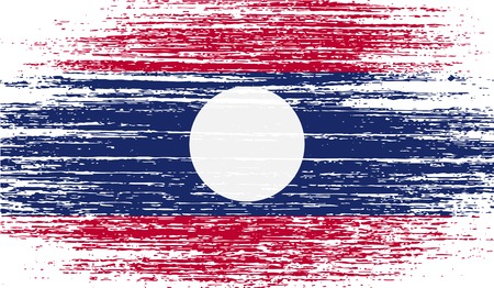 Flag of Laos with old texture. Vector illustrationのイラスト素材