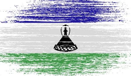 Flag of Lesotho with old texture. Vector illustrationのイラスト素材