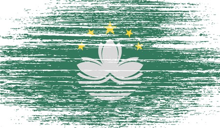 Flag of Macau with old texture. Vector illustrationのイラスト素材