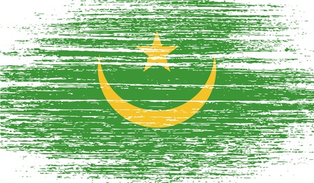 Flag of Mauritania with old texture. Vector illustrationのイラスト素材