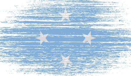 Flag of Micronesia with old texture. Vector illustrationのイラスト素材