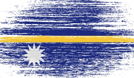 Flag of Nauru with old texture. Vector illustrationのイラスト素材