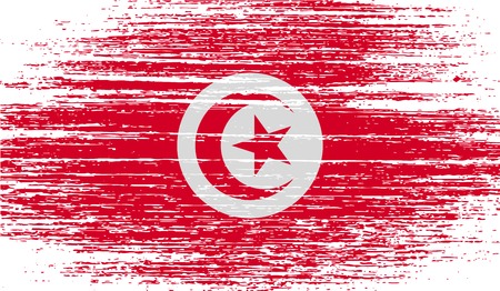 Flag of Tunisia with old texture. Vector illustrationのイラスト素材