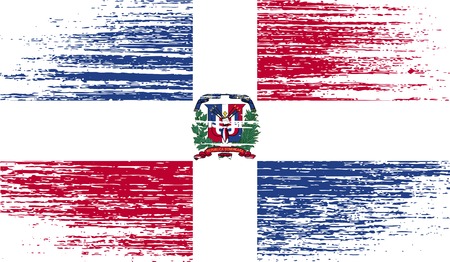 Flag of Dominican Republic with old texture. Vector illustrationのイラスト素材
