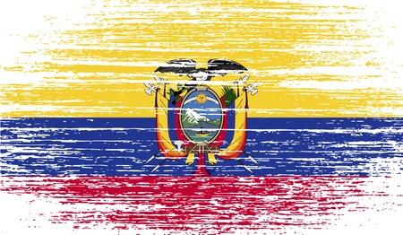 Flag of Ecuador with old texture. Vector illustrationのイラスト素材