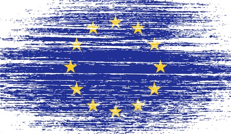 Flag of European Union with old texture. Vector illustrationのイラスト素材