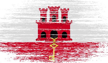 Flag of Gibraltar with old texture. Vector illustrationのイラスト素材