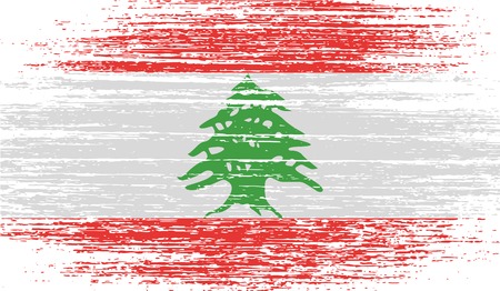 Flag of Lebanon with old texture. Vector illustrationのイラスト素材