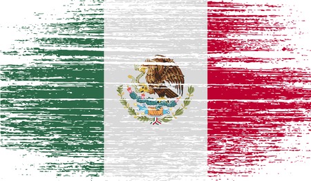 Flag of Mexico with old texture. Vector illustrationのイラスト素材